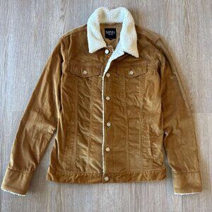 BoohooMAN Sherpa Lined Corduroy Trucker Jacket Camel Men’s Small